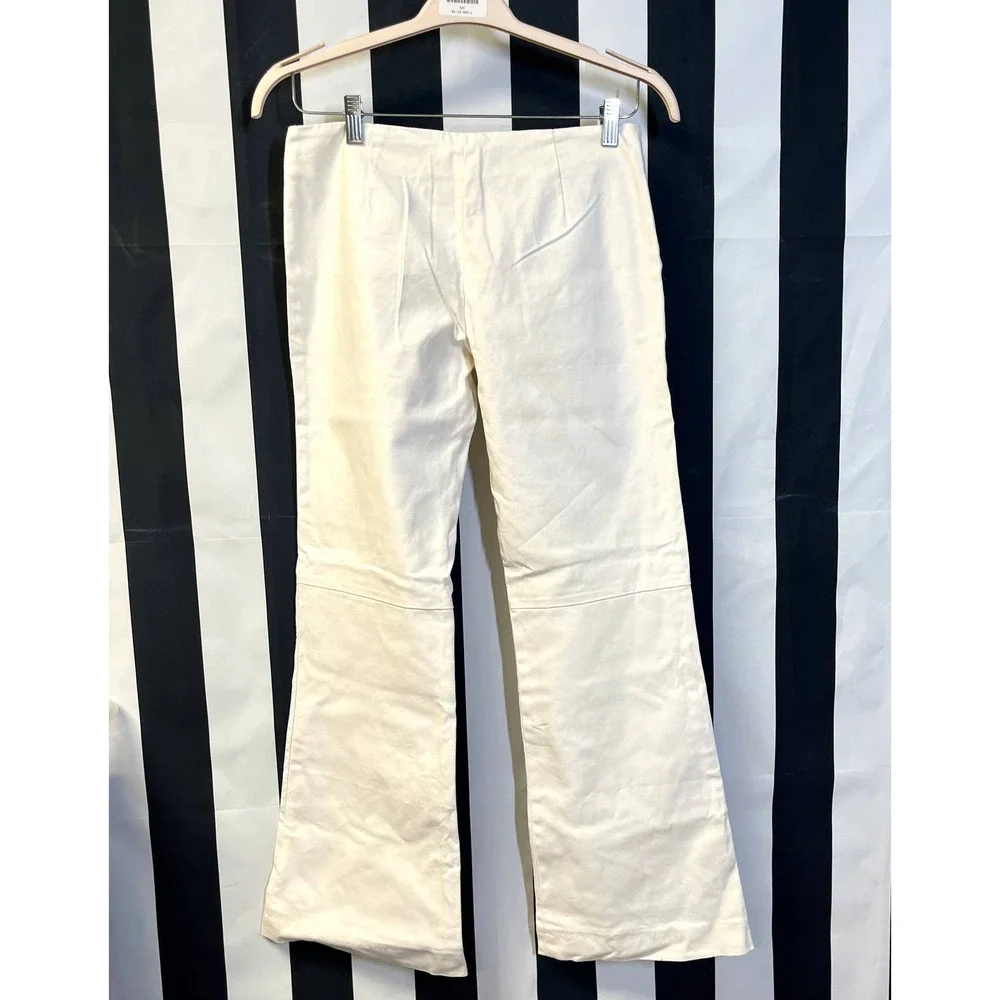 TORY BURCH Women's Zip Front Mid Rise Flared Leg Ankle Pants White Size 4 - Picture 2 of 9